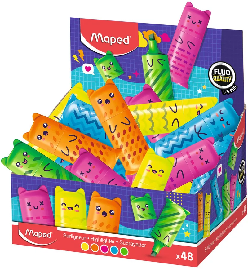 Textmarker Mini FLUO, PEPS KAWAI, 48er Display von Maped – Produktfoto