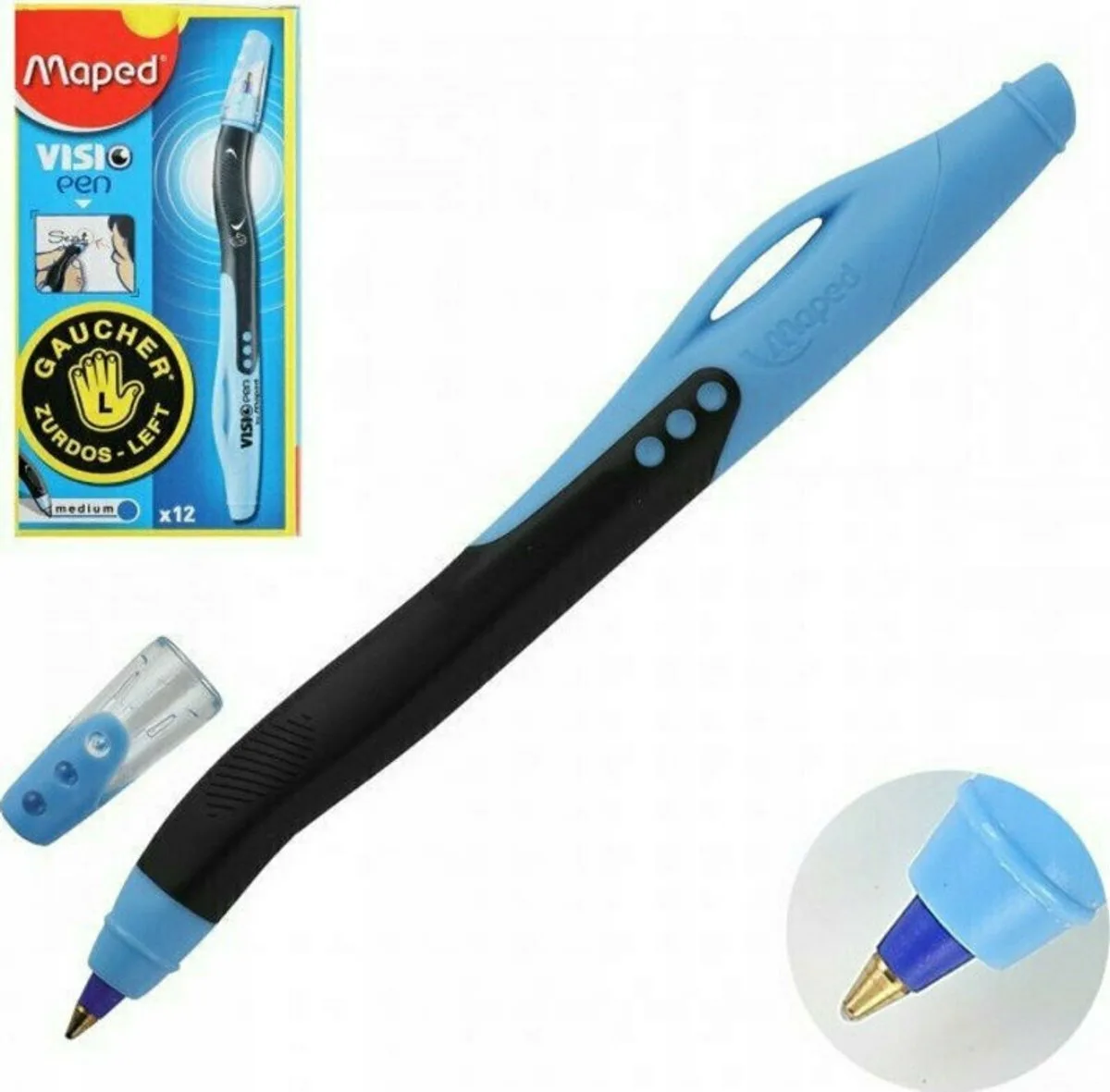 Visio Pen Blauwe Linkshandige Pen, Ergonomisch Ontwerp von Maped in Blau – Produktfoto