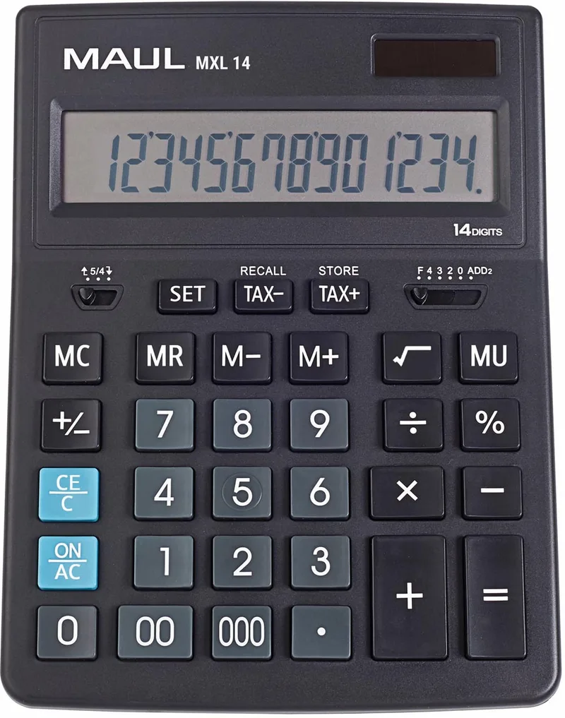 bureaurekenmachine MXL 14, zwart van Maul – productfoto