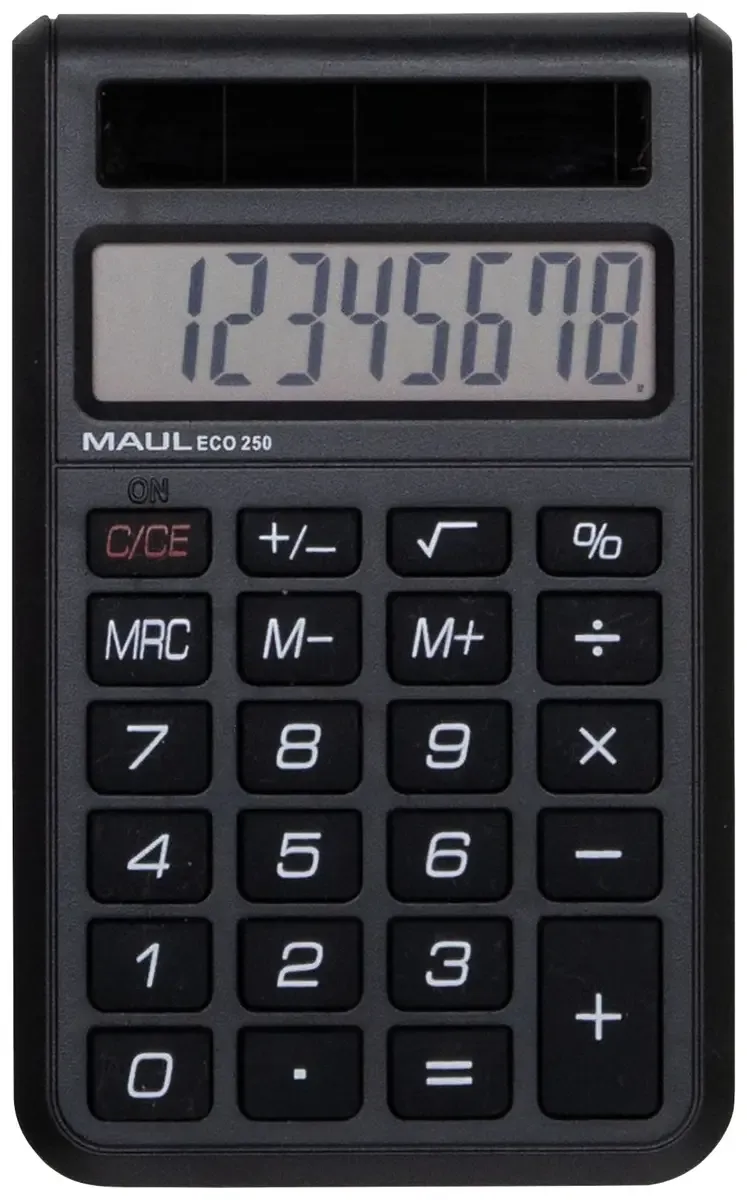 ECO 250 Taschenrechner Schwarz Display (Stellen): 8 solarbetrieben (B x H x T) 60 x 98 x 12 mm de Maul – photo produit