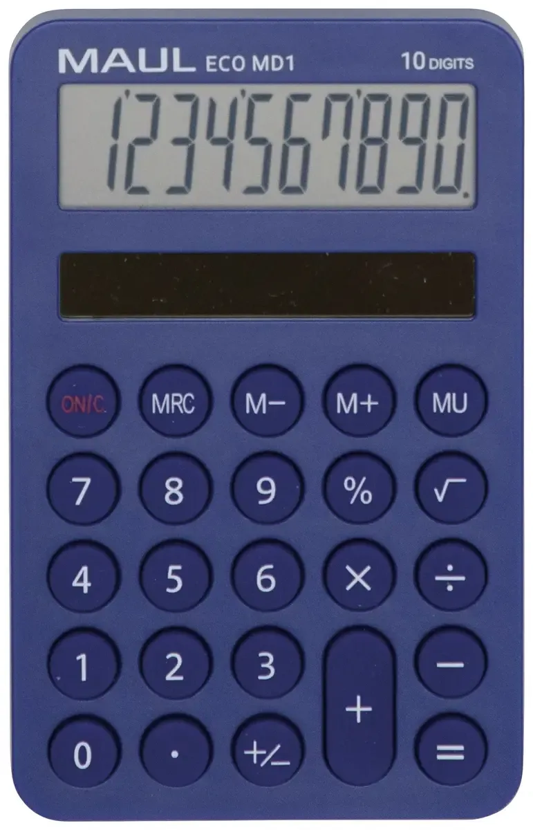 ECO MD 1 Taschenrechner Hellblau Display (Stellen): 10 solarbetrieben (B x H x T) 76 x 120 x 13 mm van Maul – productfoto