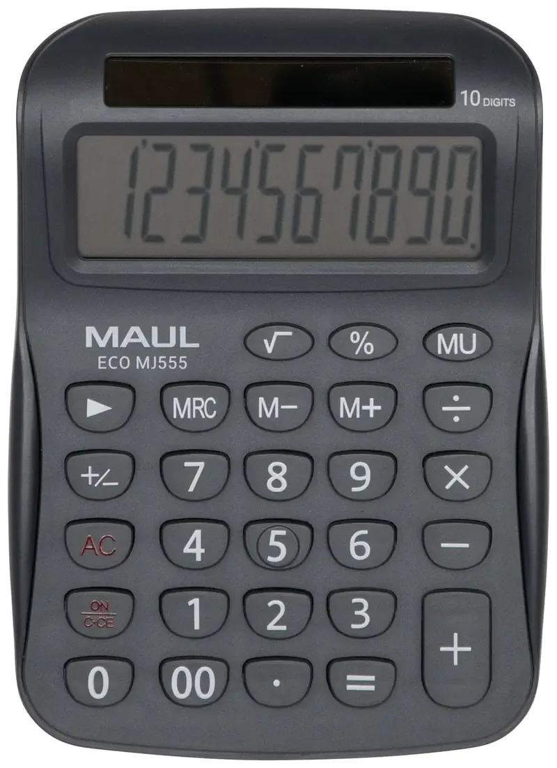 ECO MJ 555 Tischrechner Grau Display (Stellen): 10 solarbetrieben (B x H x T) 110 x 154 x 27 mm von Maul – Produktfoto