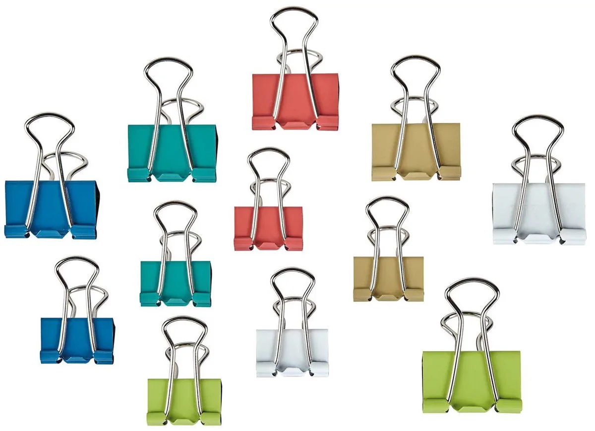 Foldback-Klammer mauly 215, Größen/Farben sortiert von Maul in Weiß, Blau, Braun, Grün, Rosa, Türkis – Produktfoto