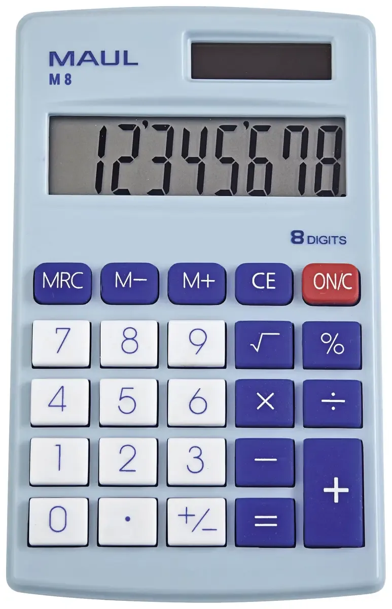 M 8 Taschenrechner Hellblau Display (Stellen): 8 batteriebetrieben, solarbetrieben de Maul – photo produit