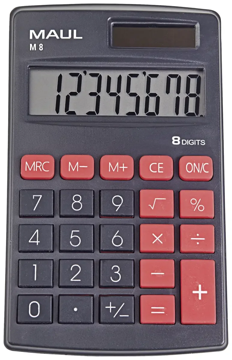 M 8 Taschenrechner Schwarz Display (Stellen): 8 batteriebetrieben, solarbetrieben de Maul – photo produit