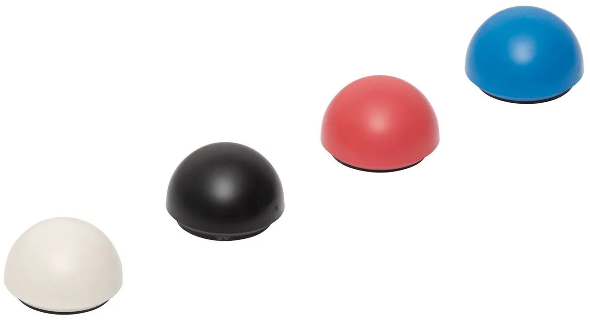 Magneet bolrond 10 stuks 0,6 kg kunststof Ferriet bruchsicher lackiert Ø 3 x 2 cm assorti von Maul in Weiß, Rot, Blau, Schwarz – Produktfoto