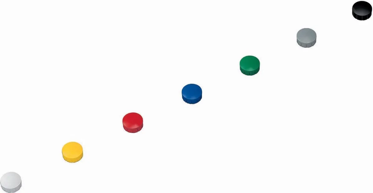 magneet Solid, 15 mm, trekkracht 150 gr, doos van 10 stuks, assorti 24 stuks fra Maul i Assortiment aan kleuren – produktbillede