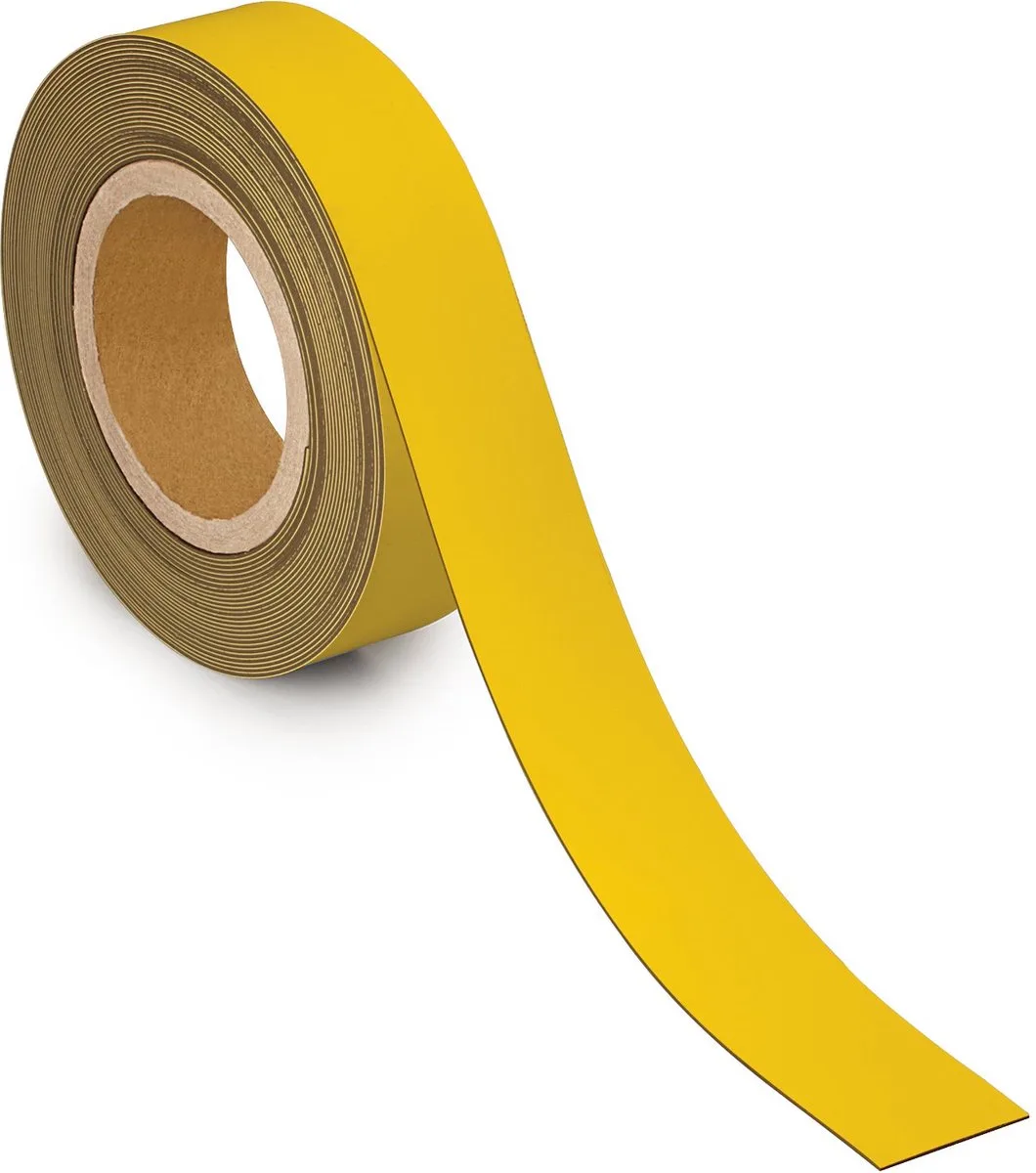 Magneetband - geel - metaal - beschrijfbaar - 1 stuk - 10 m x 40 mm x 1 mm de Maul en Jaune, Noir – photo produit