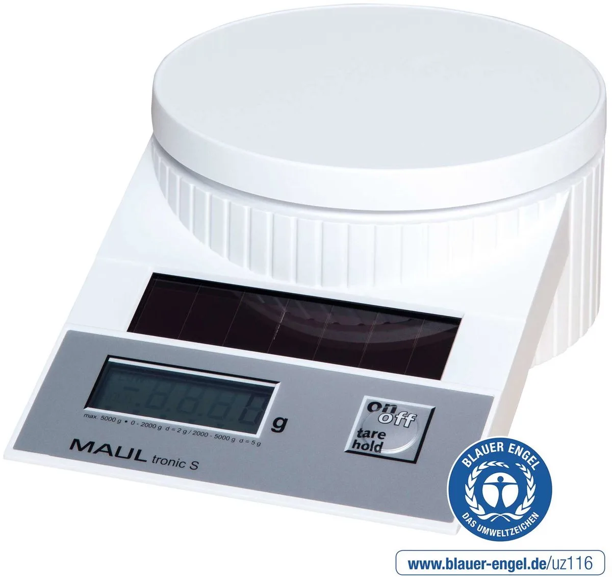 MAULtronic S Brievenweger solar 5 kg - kunststof - 1 stuk - 19.6 x 13 x 6.5 cm von Maul in Weiß – Produktfoto