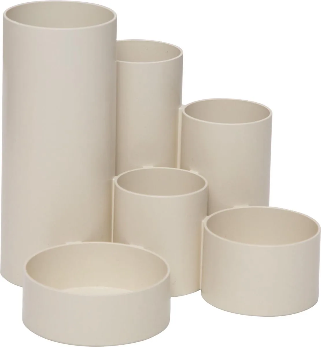 MAULtubo pennenbak, 6 vaks, Ø 15 x 12,5 cm, voor 85% uit gerecycleerd PS, 12 stuks by Maul in White – product photo