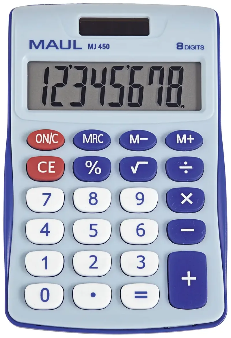 MJ 450 Tischrechner Hellblau Display (Stellen): 8 batteriebetrieben, solarbetrieben (B x H) 113 mm x 72 mm de Maul – photo produit
