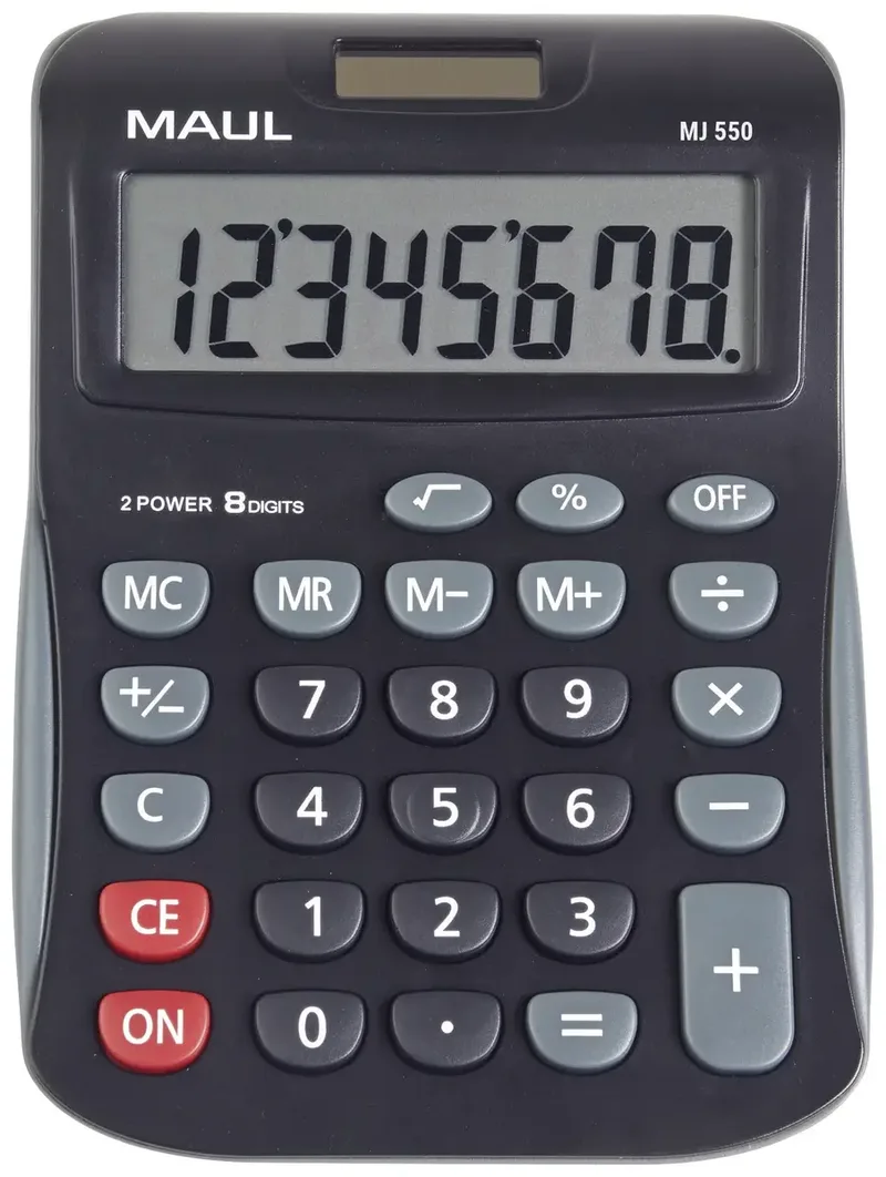 MJ 550 Tischrechner Schwarz Display (Stellen): 8 batteriebetrieben, solarbetrieben (B x H) 155 mm x 11 mm by Maul – product photo