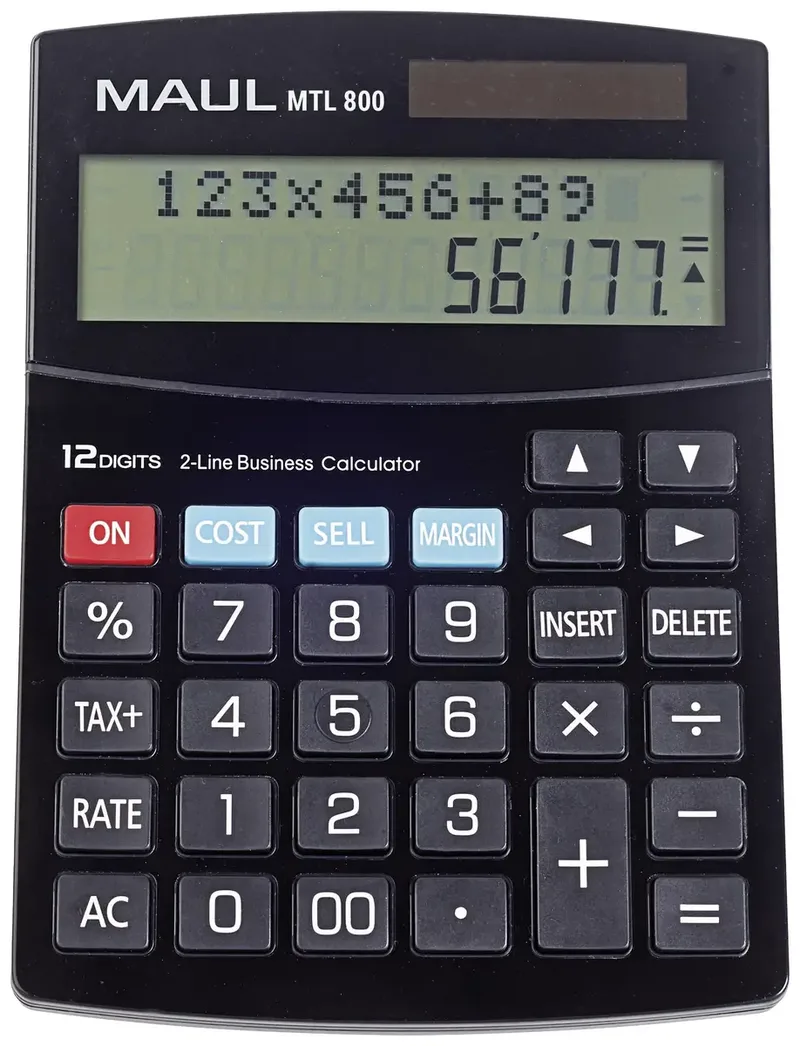 MTL 800 Tischrechner Schwarz Display (Stellen): 12 batteriebetrieben, solarbetrieben de Maul – photo produit