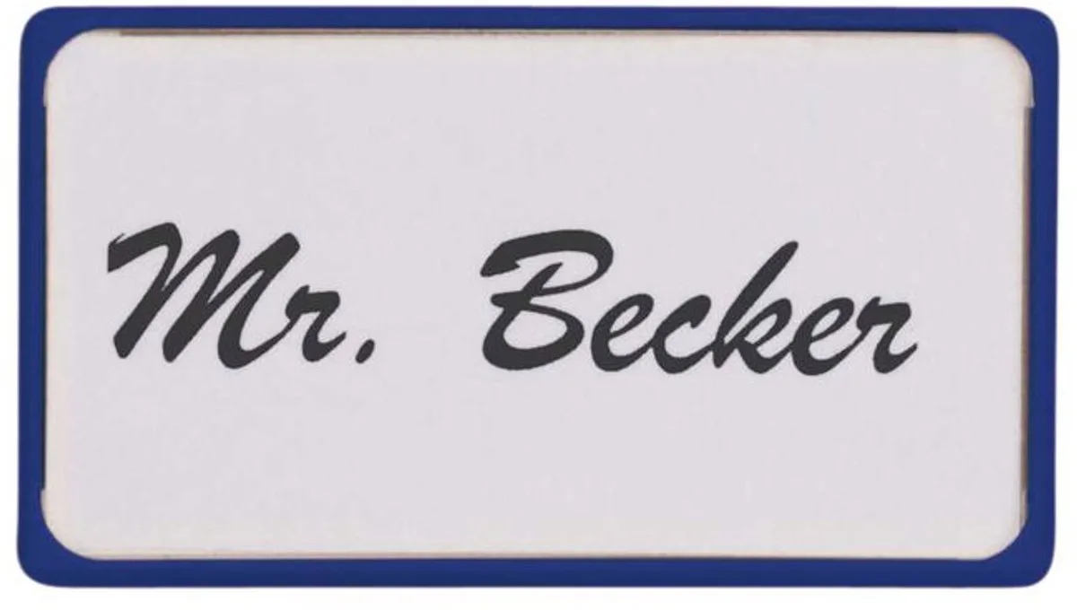Naambadge - blauw - magnetisch - karton - 10 stuks - 8 x 4.5 x 1 cm von Maul in Blau, Weiß – Produktfoto