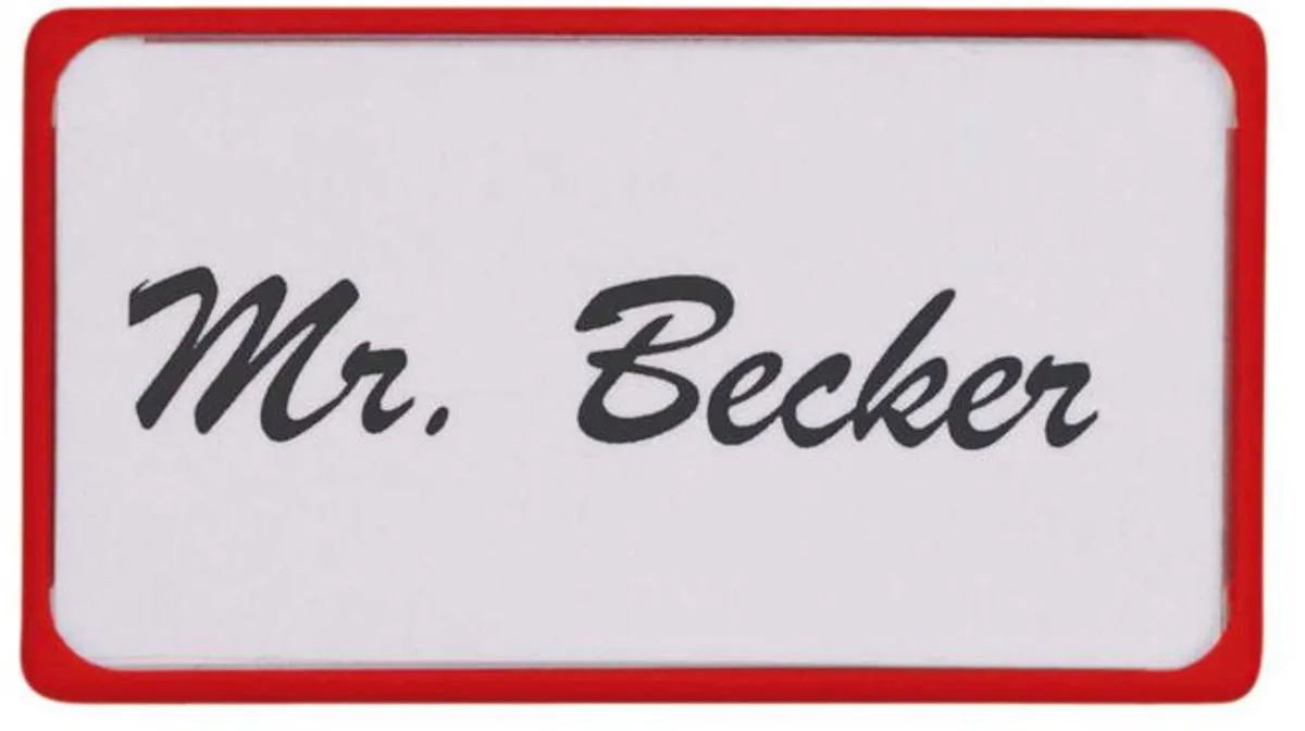 Naambadge - rood - magnetisch - karton - 10 stuks - 8 x 4.5 x 1 cm von Maul in Rot, Weiß – Produktfoto
