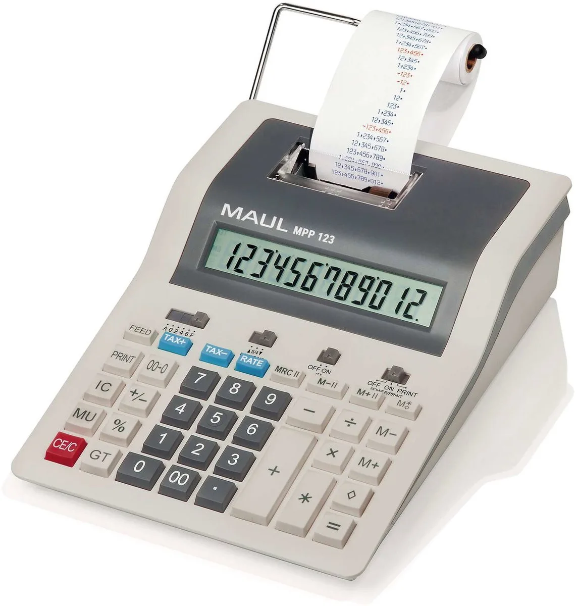 printing Bureaurekenmachine MPP 123 - metaal - 1 stuk - 31.2 x 19.4 x 10 cm de Maul en Gris – photo produit