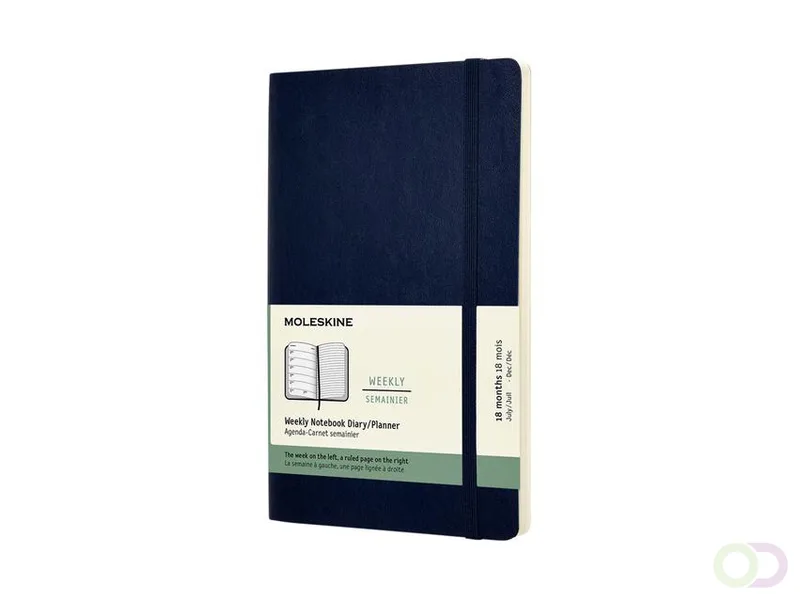Agenda notitieboek 2022-2023 Moleskine 18mnd Large hard cover saffierblauw van Moleskine – productfoto