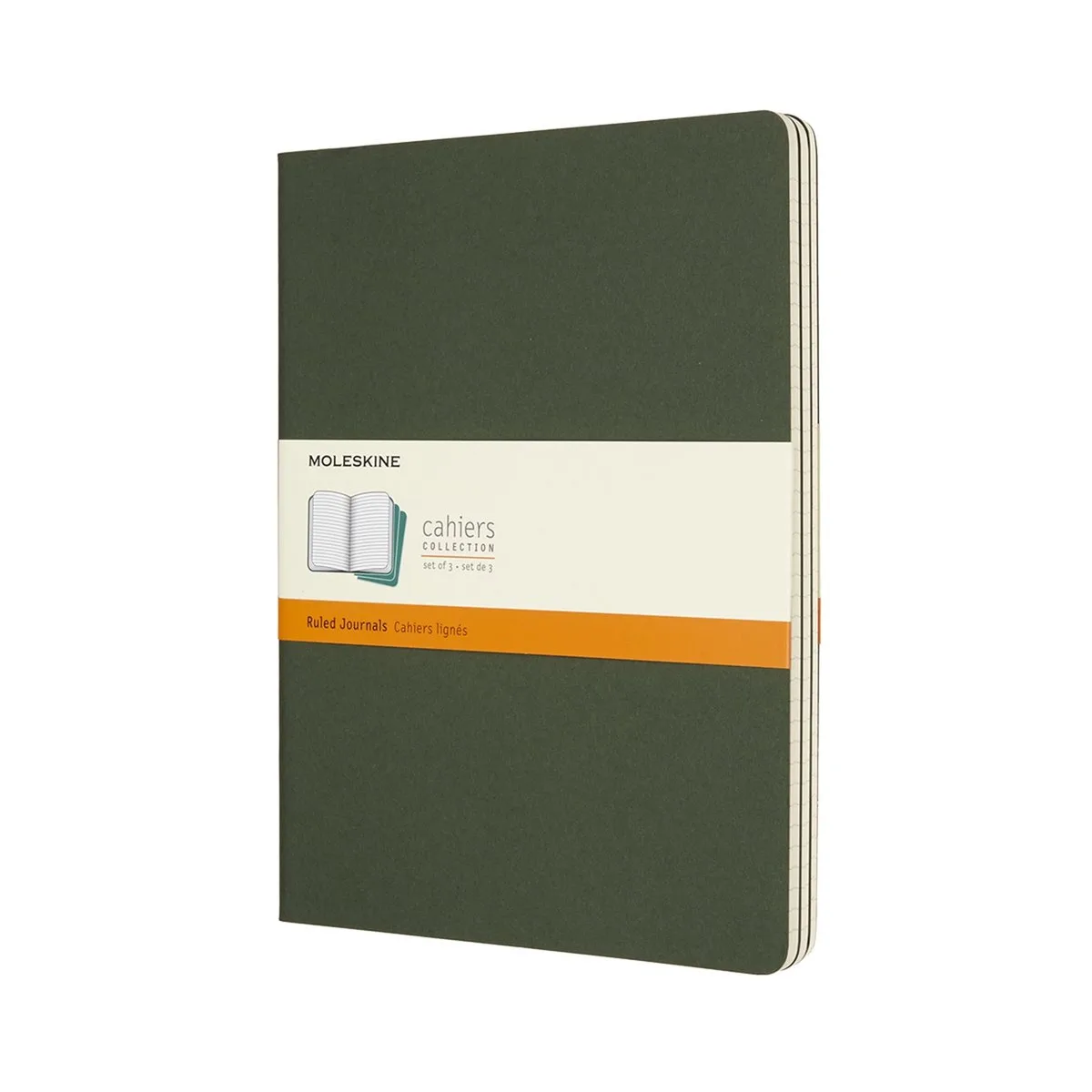 Cahier Journals - Extra Large - Gelinieerd - set van 3 van Moleskine in Groen – productfoto