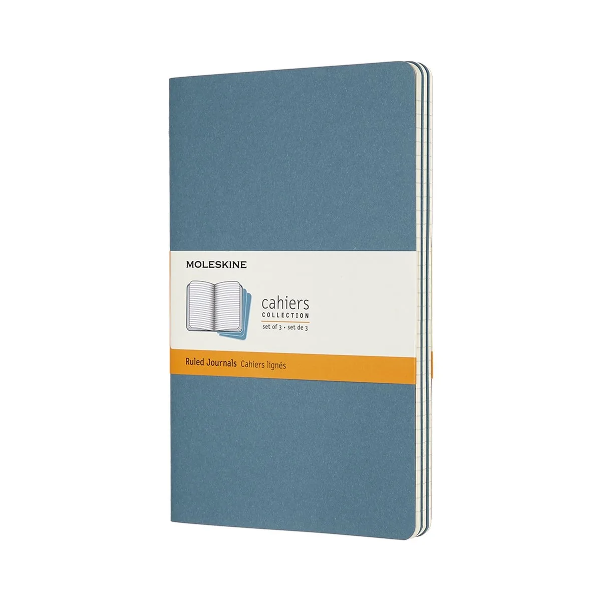 Cahier Journals - Large - Gelinieerd - set van 3 van Moleskine in Blauw – productfoto