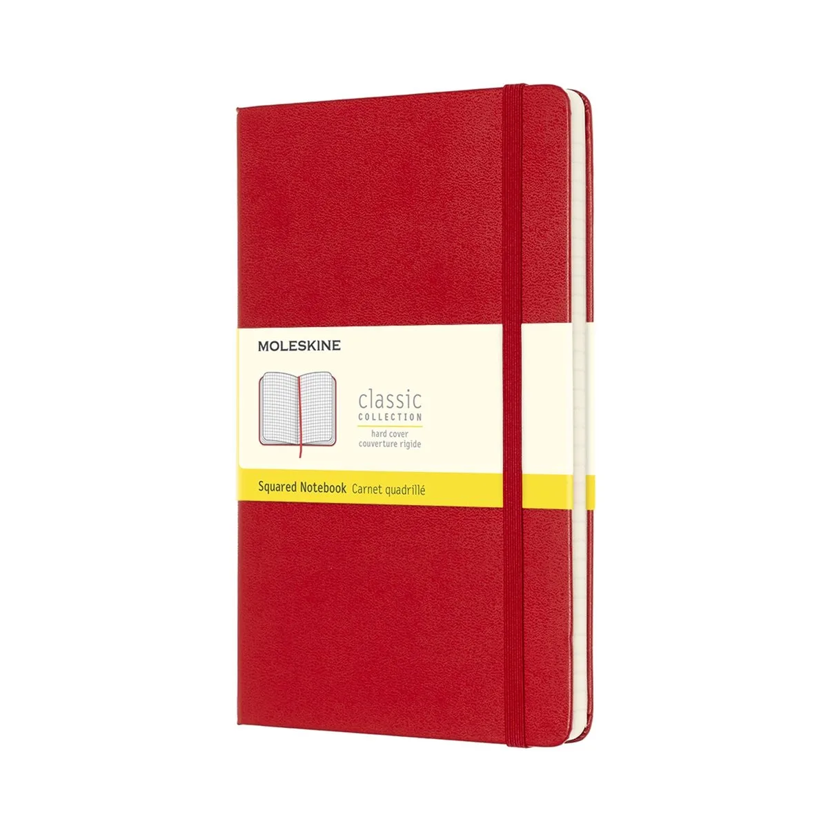 Classic Notitieboek - Large - Hardcover - Geruit de Moleskine en Rouge – photo produit