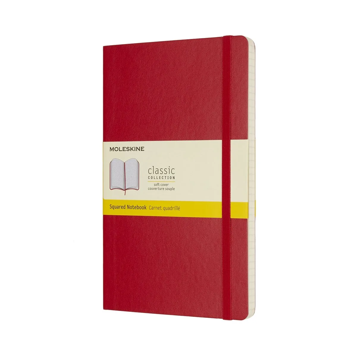 Classic Notitieboek - Large - Softcover - Geruit de Moleskine en Rouge – photo produit