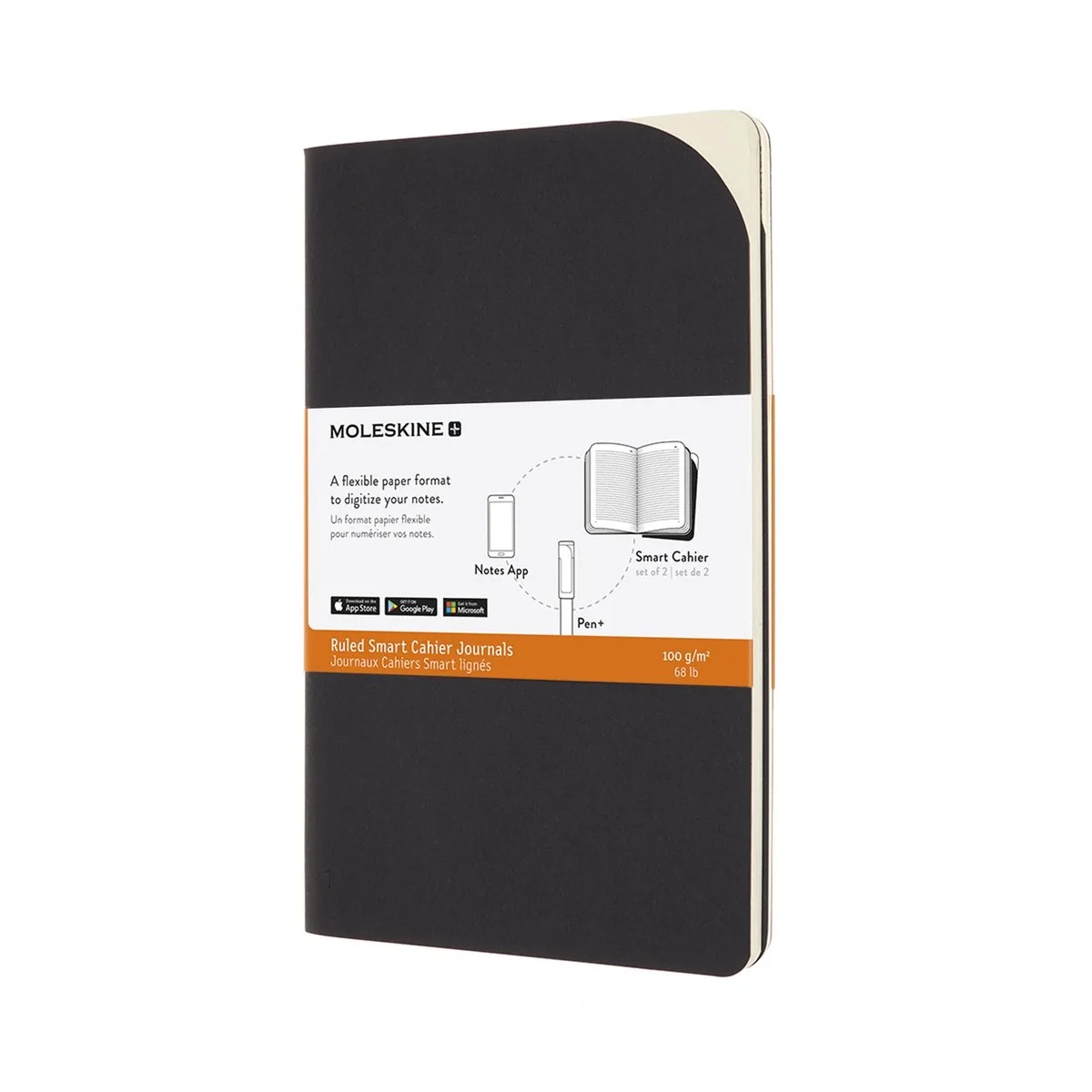 Moleskine-Papertablet-Cahier-P+-Large-Gelinieerd-2 stuks-Zwart-(13x21cm) van Moleskine in Zwart – productfoto