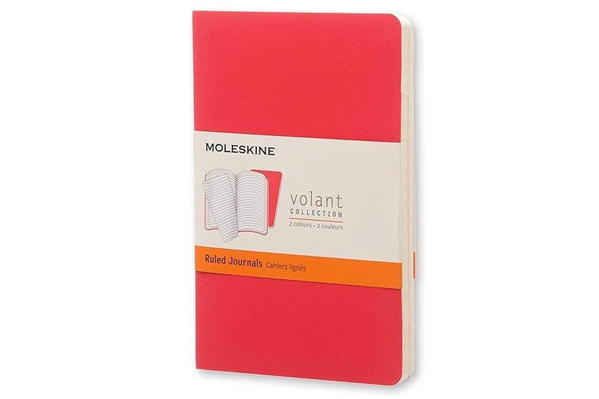 Volant Notitieboek Soft cover - Licht & Donkerrood - Pocket - Lijnen - Set van 2 by Moleskine in Pink – product photo