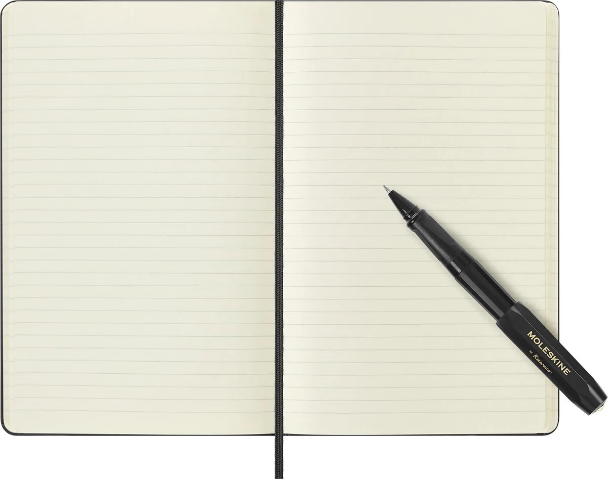 X Kaweco Rollerbalpen 0,7mm & Notitieboek Set, Large/A5, Gelinieerd de Moleskine en Noir – photo produit