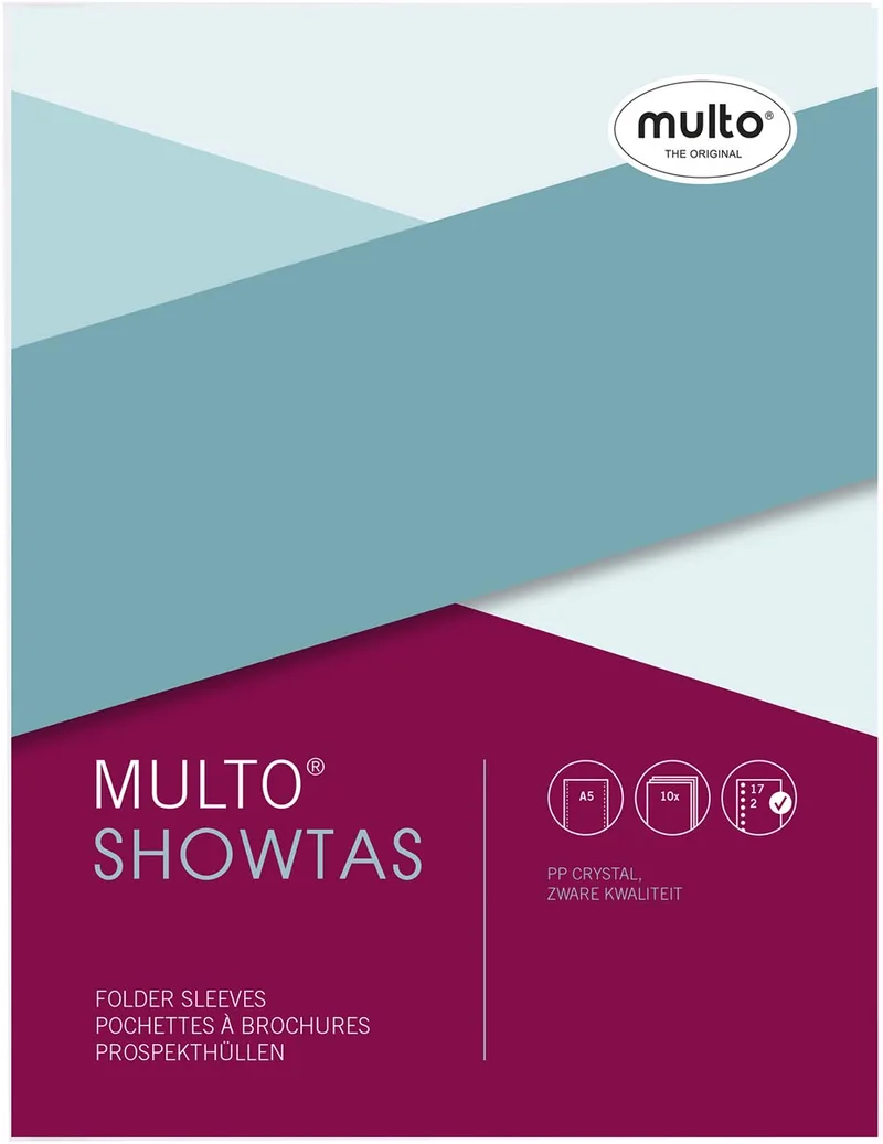 geperforeerde showtas ft A5, 17-gaatsperforatie, glashelder, pak van 10 stuks by Multo – product photo