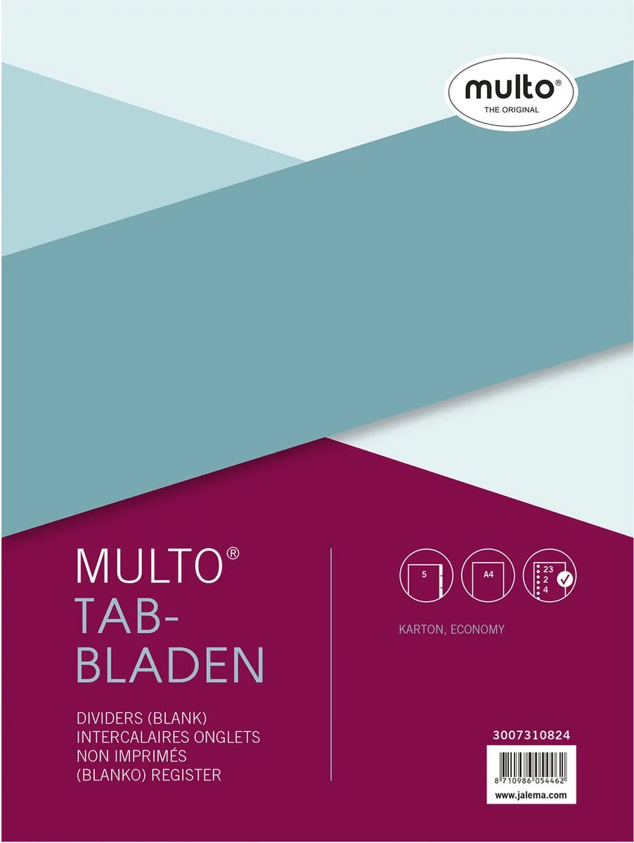 tabbladen - A4 - 23-rings - blanco - 5 delig - Economy de Multo en Assorti – photo produit