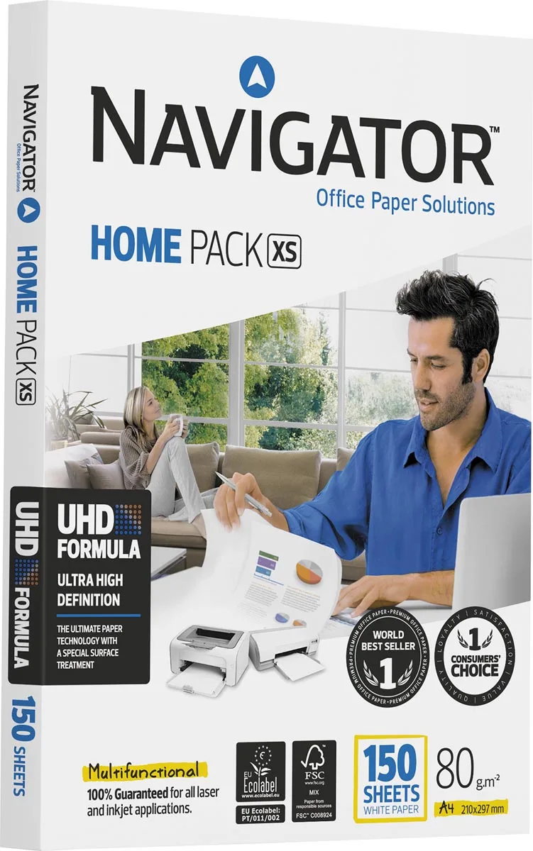 Home Pack XS printpapier ft A4,80 g, pak van 150 vel von Navigator – Produktfoto