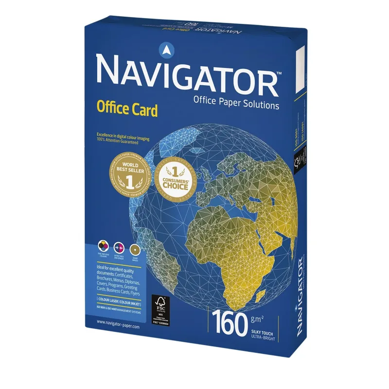 Kopieerpapier navigator office card a4 160gr wit | 5 stuks von Navigator – Produktfoto