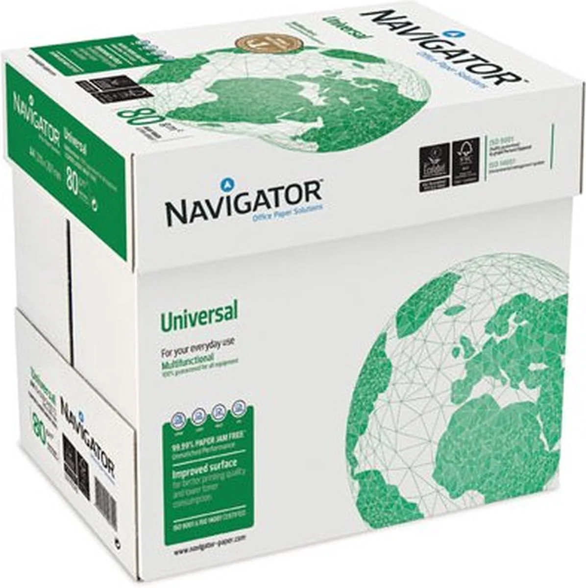 Kopieerpapier Navigator Universal A3 80 gram 1 doos met 5 pakken á 500 vellen van Navigator in Wit – productfoto