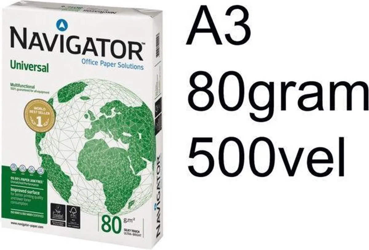 Kopieerpapier Navigator Universal - A3 - 80gr - 500vel von Navigator in Weiß – Produktfoto