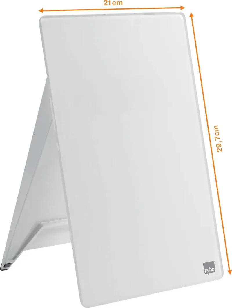 Glas-Notizboard Diamond Glass Desktop (B x H) 216 mm x 297 mm Brillant-Weiß Inkl. Tischständer, Inkl. Boardmarker van Nobo – productfoto