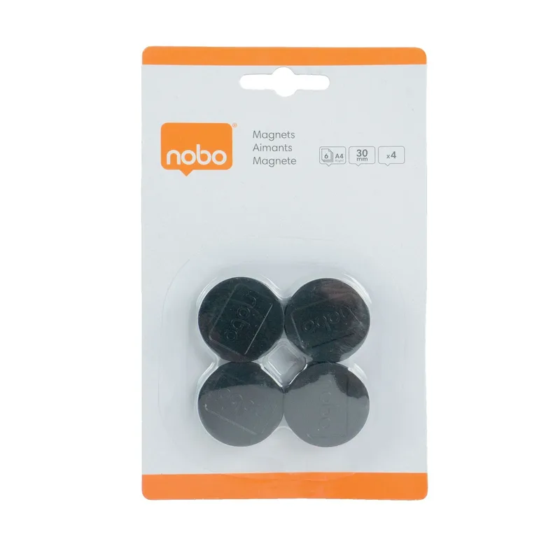 Magneet nobo 30mm zwart 4 stuks by Nobo – product photo