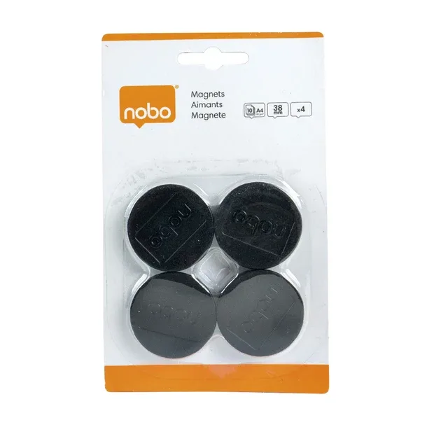 Magneet nobo 38mm zwart 4 stuks by Nobo – product photo
