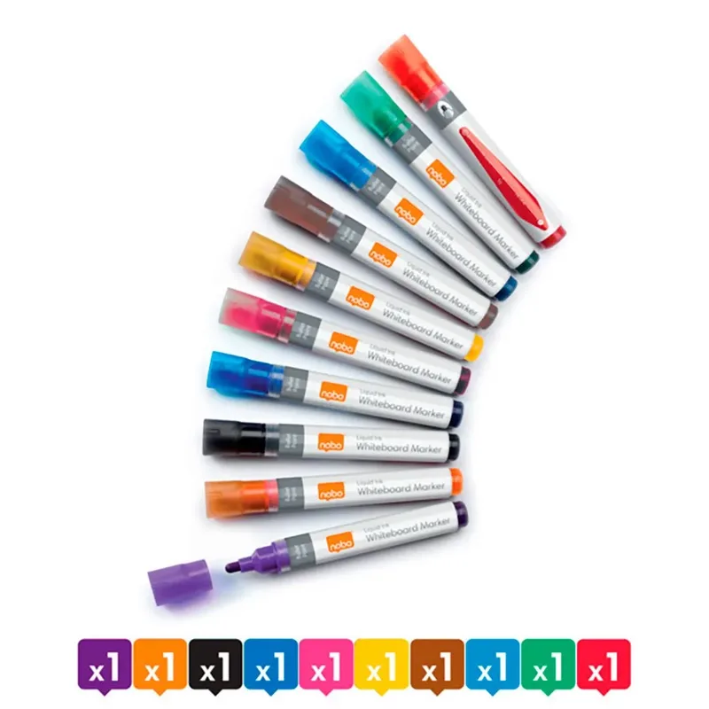 Whiteboardmarker Nobo Liquid ink rond assorti 3mm 10stuks by Nobo – product photo 6 of 6