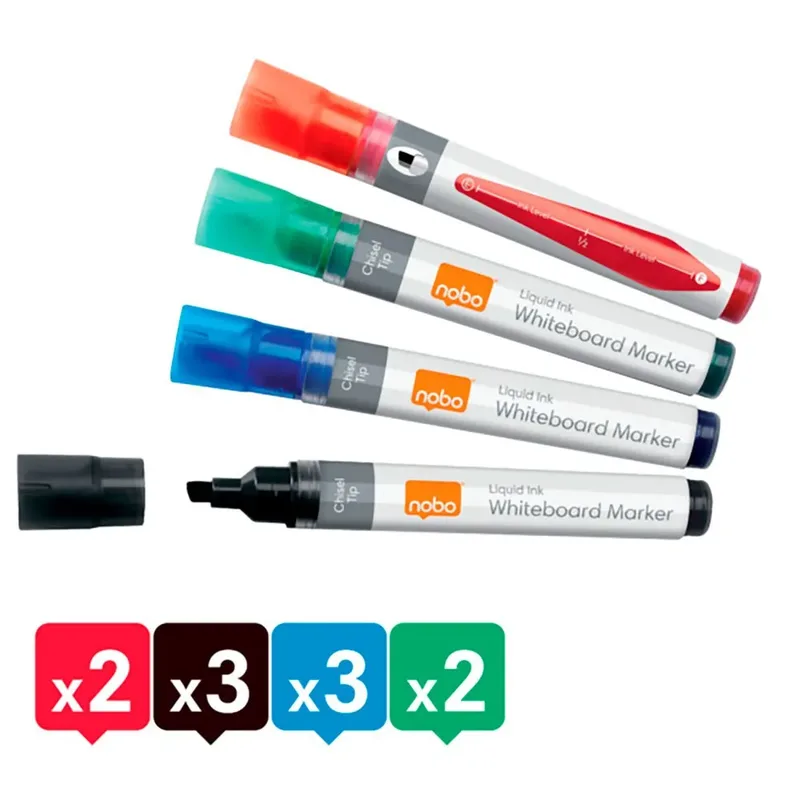 Whiteboardmarker Nobo Liquid ink schuin assorti 4mm 10stuks by Nobo – product photo 6 of 6