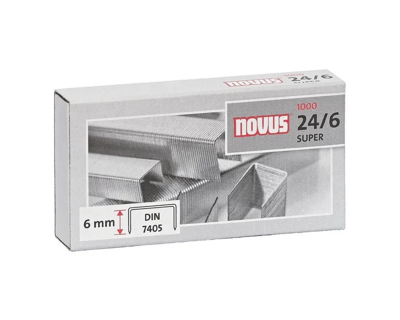 Heftklammer 24/6, 1.000 Stück/Pack, Heftleistung 30 Blatt van Novus in Zilver – productfoto