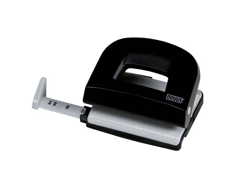 Lochstanzer E216 fresh, 2-fach bis 16 Blatt, für A4, A5, A6, B5, B6, 8 x 8 x 8 cm by Novus in Black – product photo
