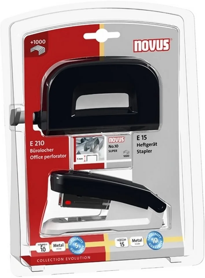 Tischaufsatz Schreibtisch-Set Twinset Heftgerät+Locher E 15/E 210 de Novus en Noir – photo produit