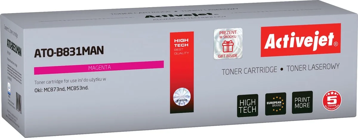 ActiveJet ATO-B831MN tonercartridge voor OKI-printers; Vervanging OKI 45862815; Opperste; 10000 pagina's; de OKI en Magenta – photo produit