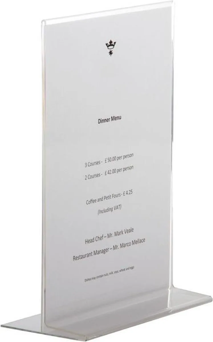 A4 plexi menukaarthouder / folderhouder recht A4 - 30,5 x 21 cm - Houder voor flyer & menu - Menuhouder von Olympia in Transparent – Produktfoto