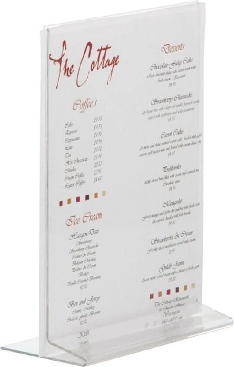 A5 plexi menukaarthouder / folderhouder recht A5 - 14,8 x 21 cm - Houder voor flyer & menu - Menuhouder van Olympia in Transparant – productfoto