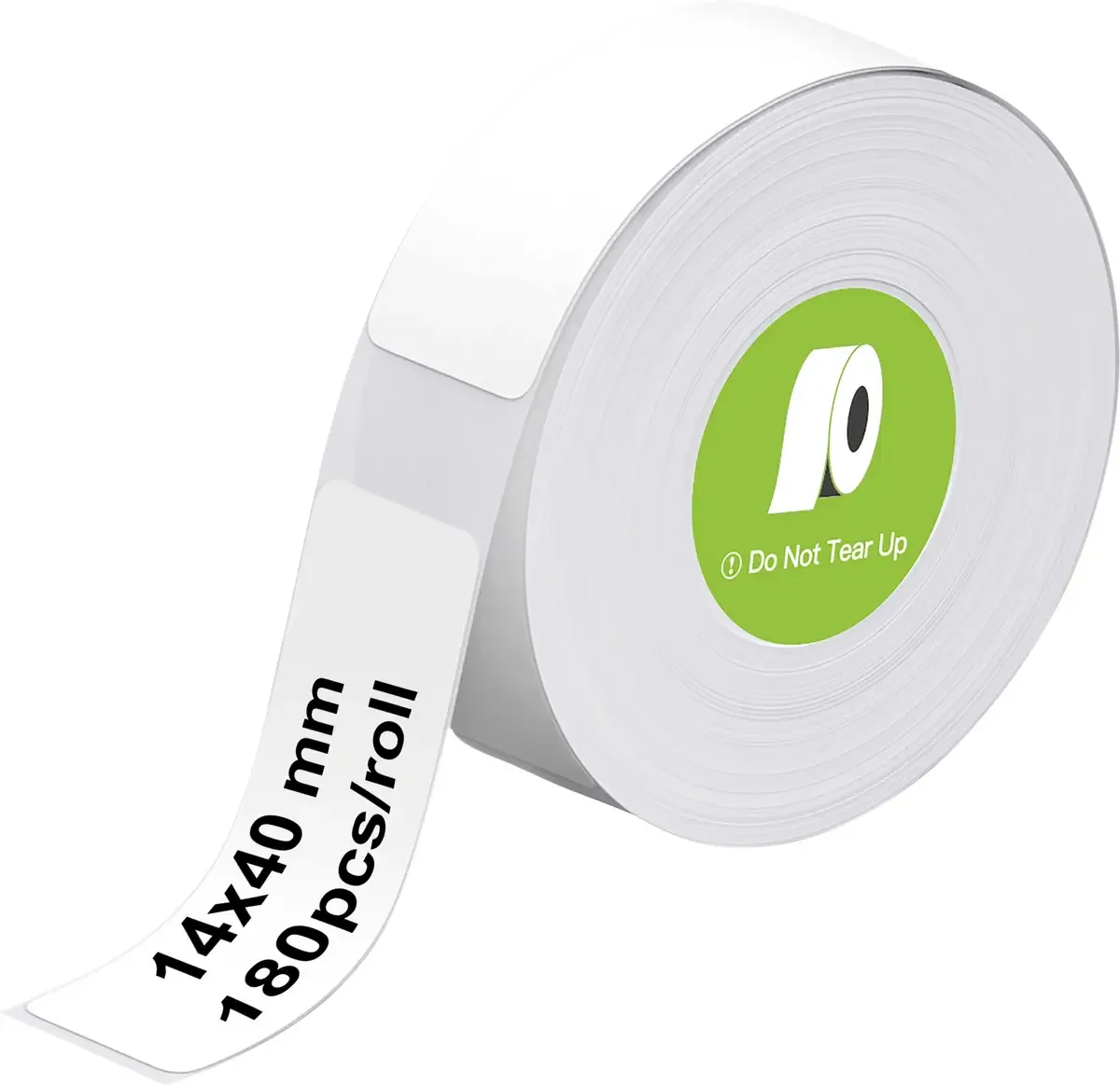 Etikettenrolle für Etikettendrucker weiß 14 mm x 40 mm fra Olympia i Hvid – produktbillede