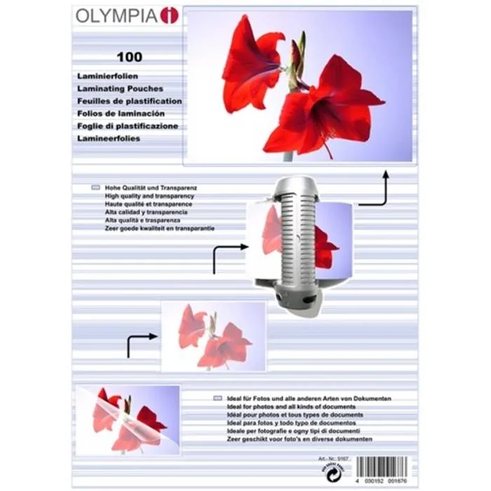 Laminierfolie DIN A5 125 Mic 100 Stück transp. von Olympia – Produktfoto