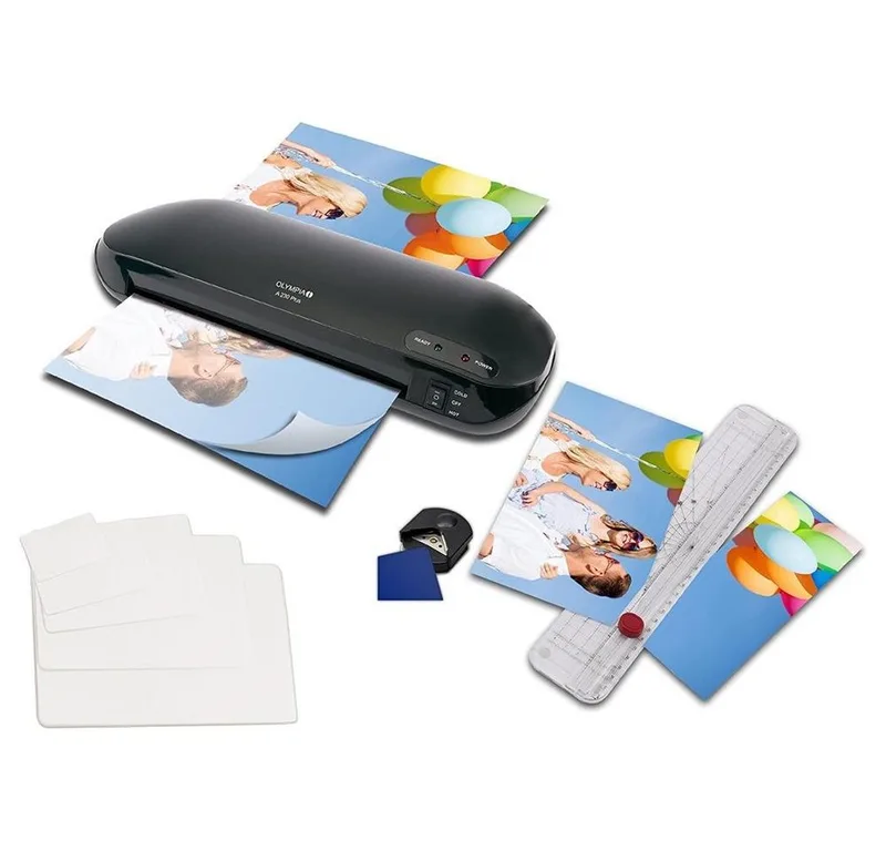 Laminiergerät 4-in-1 Laminierset / Laminiergerät A 230 Plus A4, 4-in-1 Set, A4-Format, Eckenrunder, Papier Trimmer A4 by Olympia in Black – product photo