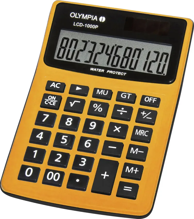 LCD 1000P Tischrechner Orange Display (Stellen): 12 solarbetrieben, batteriebetrieben (B x H x T) 106 x 40 x 158 mm von Olympia – Produktfoto