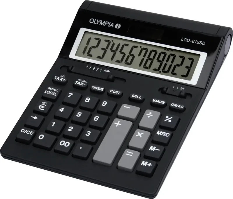 LCD 612 SD Tischrechner Schwarz Display (Stellen): 12 batteriebetrieben (L x B x H) 250 cm x 212 mm x 42 mm fra Olympia – produktbillede